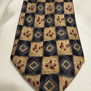 St. Michael Marks & Spencer 100% Silk Tie Navy , Beige and Burgandy Made in U.K